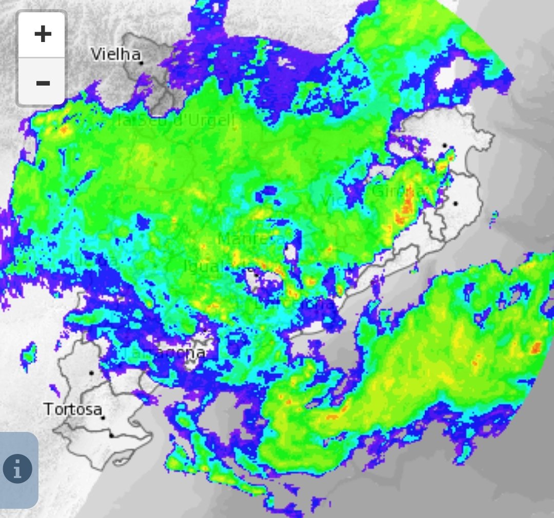 Les pluges🌧️⛈️ amb certa intensitat ens arribaran del sud en les pròximes hores. Així és veuen en directe i des del radar #LloretdeMar