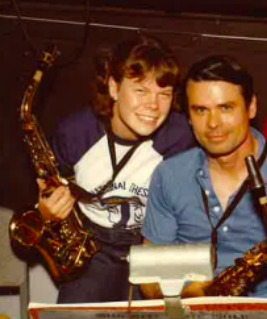 CathyAndersonIA's tweet photo. Throw-back Thursday! Me and my dad, playing together in the pit for West Side Story- "Cool, Daddio!" #OQVSW https://t.co/BVGbI7aOIV