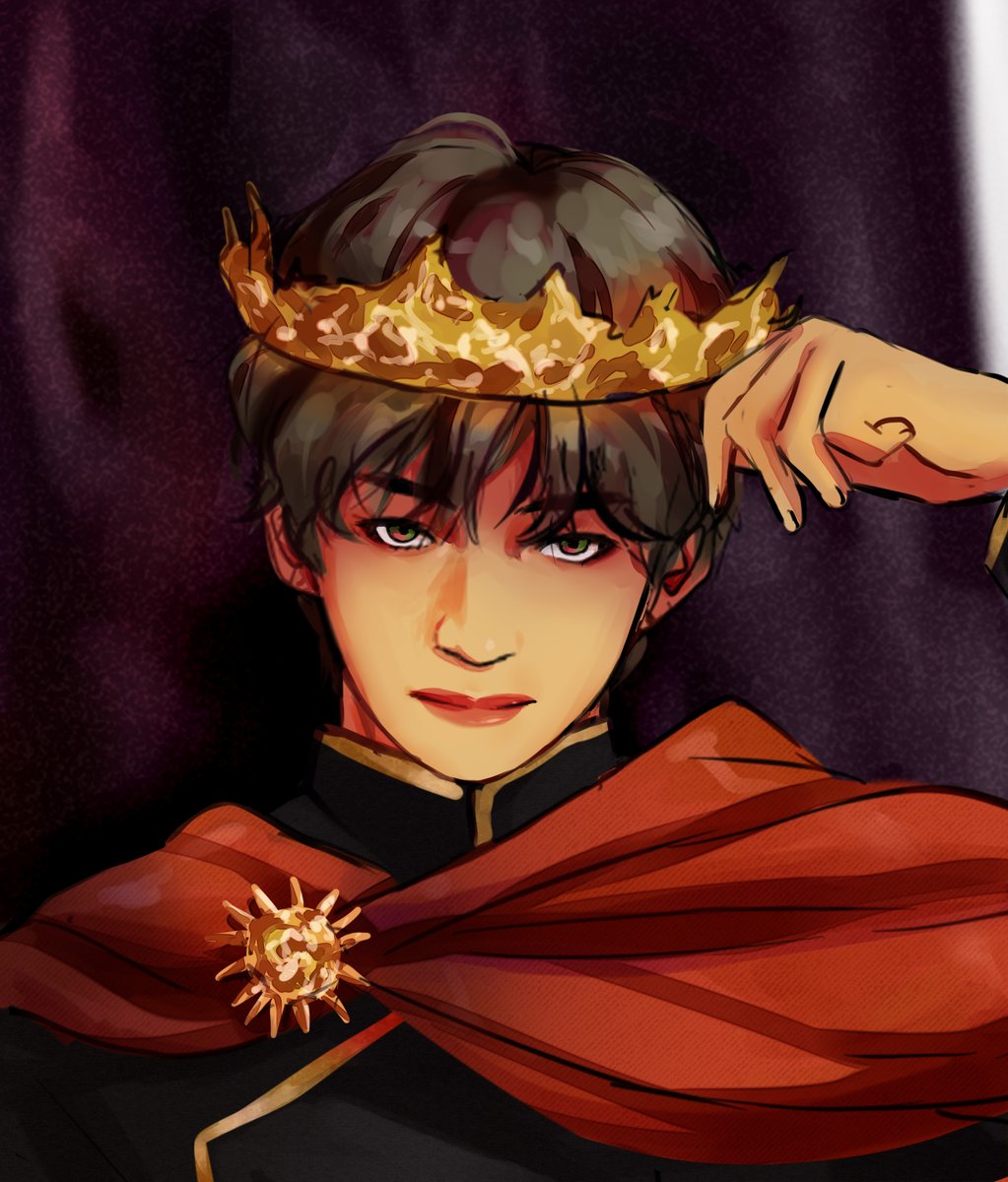 Taehyung- A beautiful and devilish boy king who became king after the assassination of his parents. He hates everything about being the ruler of the kingdom and would rather spend days on end playing his lyre.
