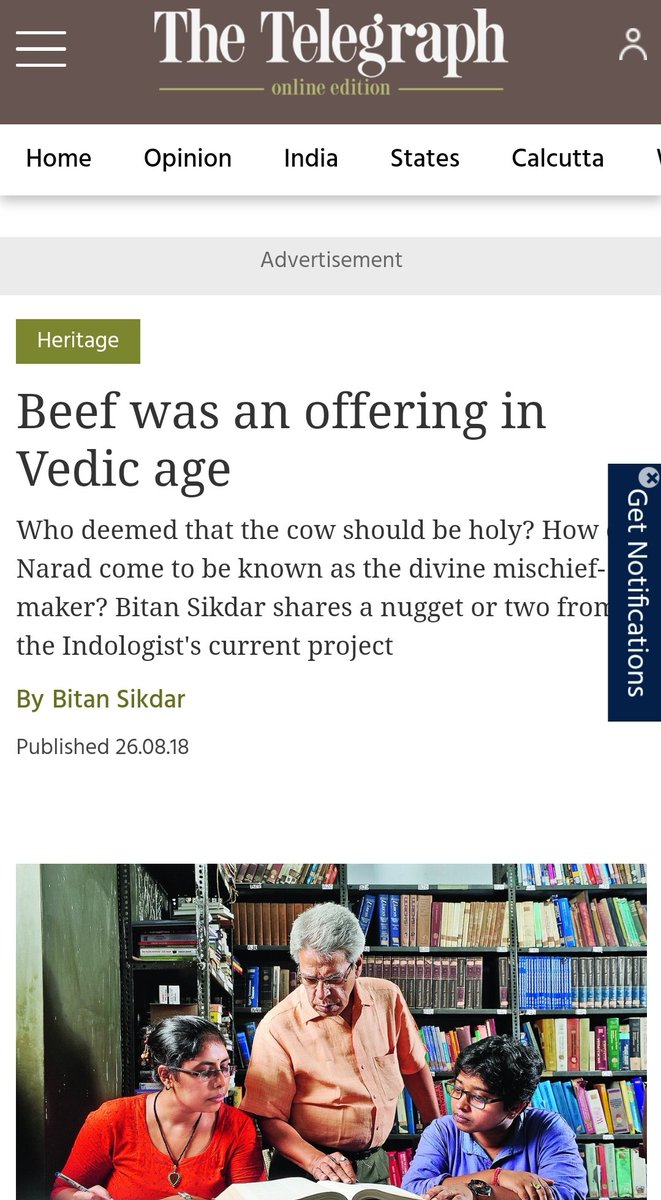 Beef in Vedas( Refutation of an article by The Telegraph) An article by The Telegraph recently posted online by some claims that there was beef eating in Vedic times, However article gives no reference to texts.