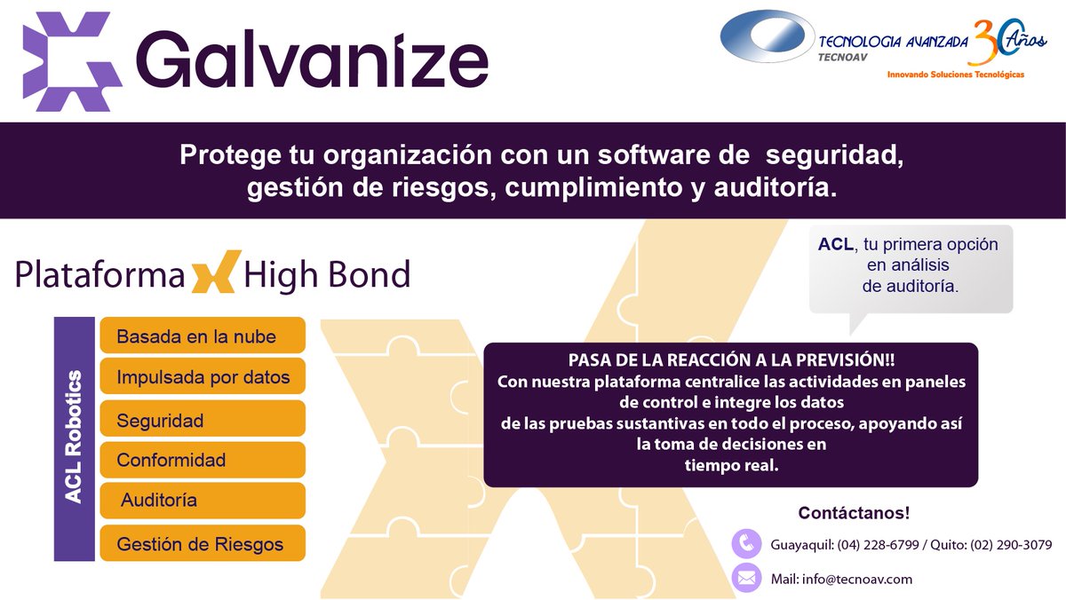 tecnoav's tweet photo. Protege tu organización con un #software de seguridad, gestión de riesgos, cumplimiento y auditoría.
#Galvanize #Highbond #Tecnoav #yosoytecnoav https://t.co/dOaZWOa6vT