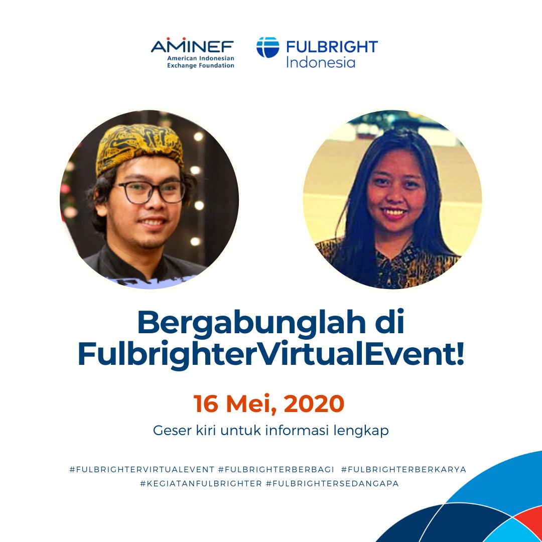 FulbrightID's tweet photo. #FulbrighterVirtualEvent - Apa kegiatan dua 2019 #Fulbright FLTA utk memperkenalkan budaya disamping mengajar Bahasa Indonesia di univ di AS selama 2 semester? Ikuti perbincangan Ihsan Faris (@ohiou) dan Ni Luh Bunga Dewi (@NIUlive) via IG Live, 16 Mei jam 21.00 (waktu Jakarta) https://t.co/JxURvUP3a9