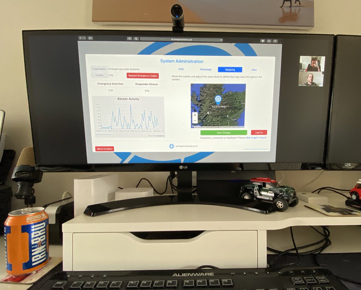 CGA_Kev's tweet photo. The benefit of being #annualLeave during #lockdown is having the time to catch up on so many things. Great to finally meet @ScotAmbSOM_Nick albeit virtually for an insight into @EmergencyLocate - a great system with so many applications #999Coastguard #Team999 #TechSavingLives https://t.co/uxjDoi9nTt