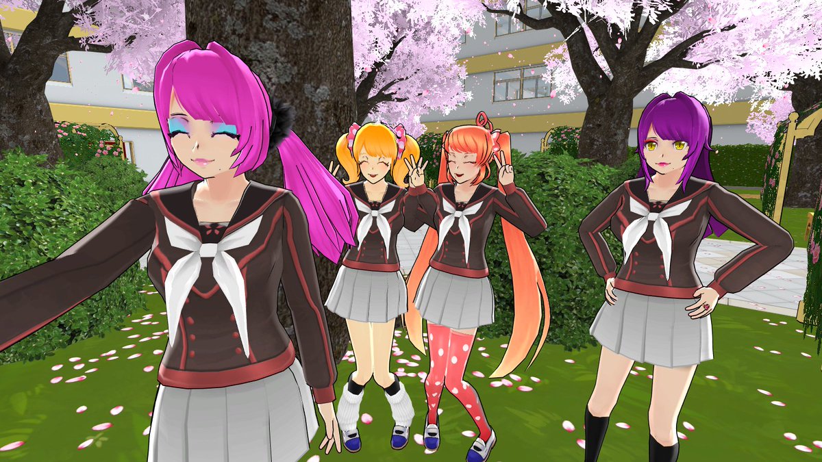 InkyuBasu1's tweet photo. "3rd and 4th pic: Watching the Art club paint in front of the cherry tree blossom. My most favorite paintings are @GeijuTsuka4's and Efude's." https://t.co/62ZskOnL3T