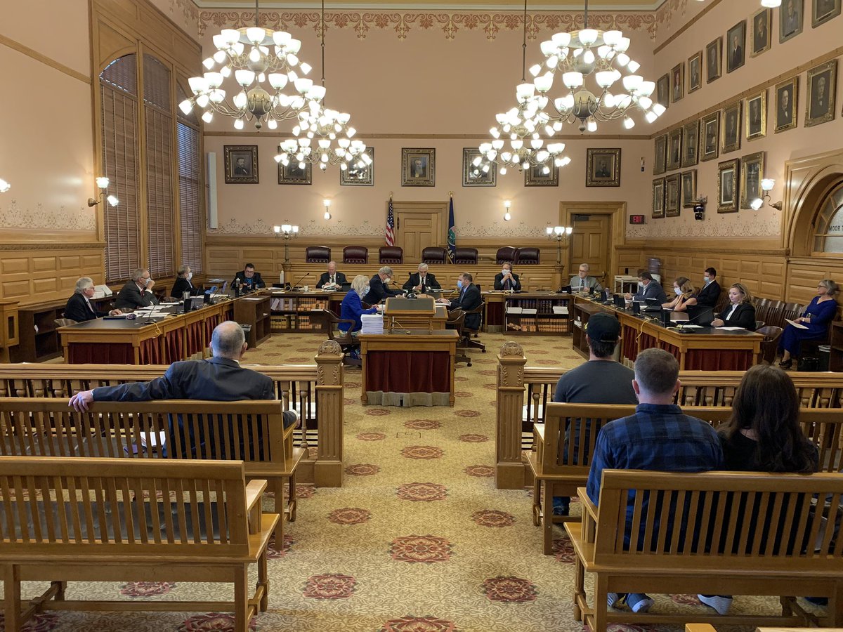 SenatorWagle's tweet photo. The Commerce Committee meeting is underway. All Senators are present along with many unemployed Kansans. The Secretary of the Department of Labor is not. #ksleg https://t.co/U6ATf2HdWU