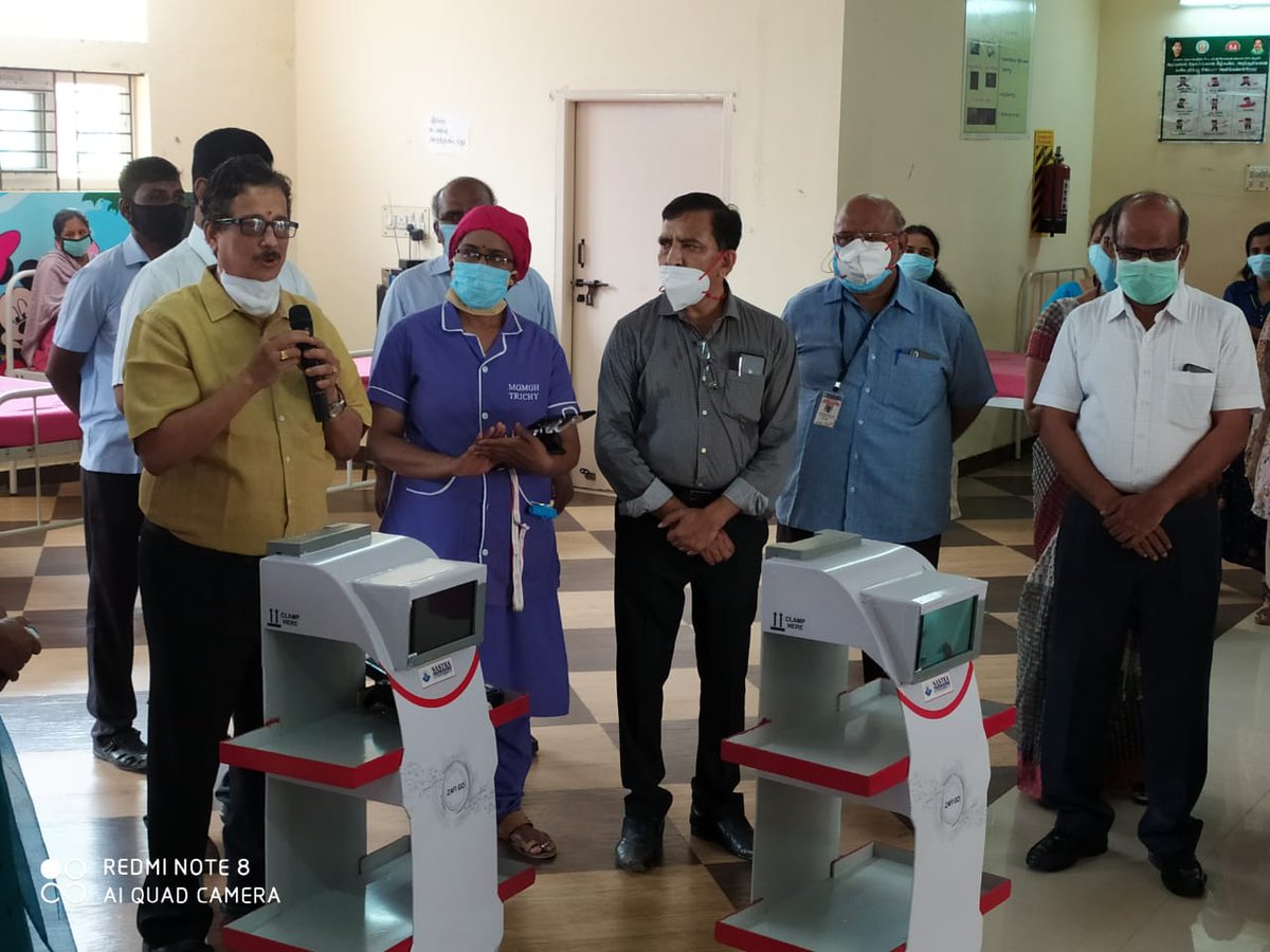 SVaidhyasubrama's tweet photo. .@SastraUniv handed over 10 Med&amp;Food Supply Robots in the last 5 days to COVID Isolation wards at Thanjavur, Trichy &amp; Madurai. Will hand over the remaining 10 in the coming days for other parts of TN to complete our commitment of 20 Robots @CMOTamilNadu @Vijayabaskarofl https://t.co/w4dPsf2yRO