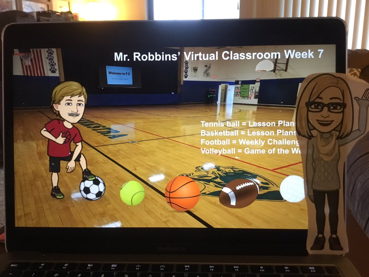 MrRobbins142's tweet photo. #FlatMrsGraczyk saying “hi” from my new #VirtualClassroom. #flattechcoach #engage142 #HPEatHome #PhysEd @MrsAmanda7 @KerkstraCougars @ForestRidge142 https://t.co/pcGKMAT427