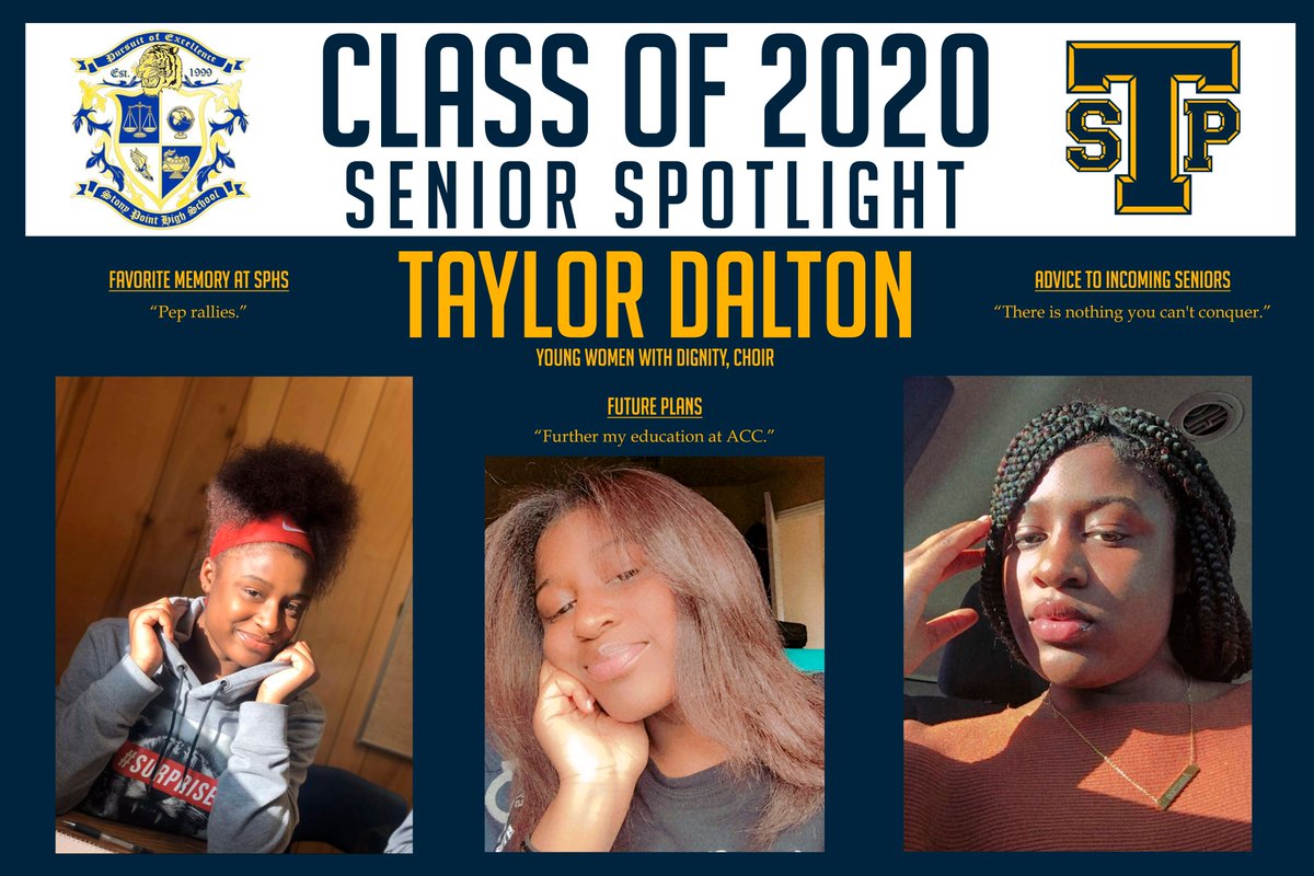 StpTiger's tweet photo. Class of 2020 Senior Spotlight: Taylor Dalton - Young Women With Dignity, Choir - "Further my education at ACC." https://t.co/fNXOgPss6l @RoundRockISD @StonyPointHS @alwatsonjcil @ProjectGradSPHS #StonyPointSeniorStrong https://t.co/IZ3u05Wh0J