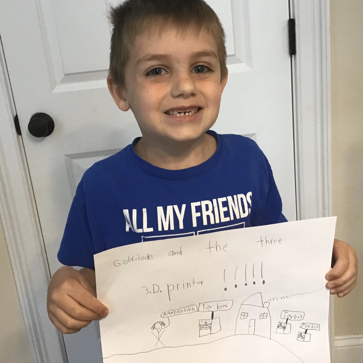 AshawayReads's tweet photo. K loved “Goldilocks &amp; the 3 Dinosaurs” and then they came up with their own versions. Goldi shared the spotlight with snails, pickles, emojis, 3D printers, goofy wolves, chickens, megalodons, puppies, unicorns, rabbits and hot dogs, just to name a few! 😂 https://t.co/qEFC4Bw09M
