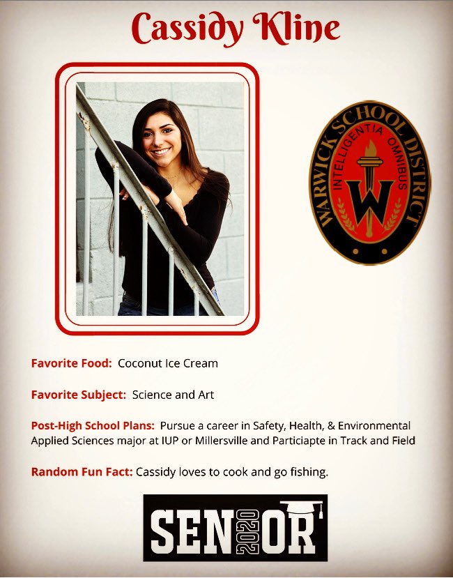 WarwickHSpride's tweet photo. Senior Shout-Out! #Classof2020 #WarwickStrong https://t.co/6A25nhCttQ