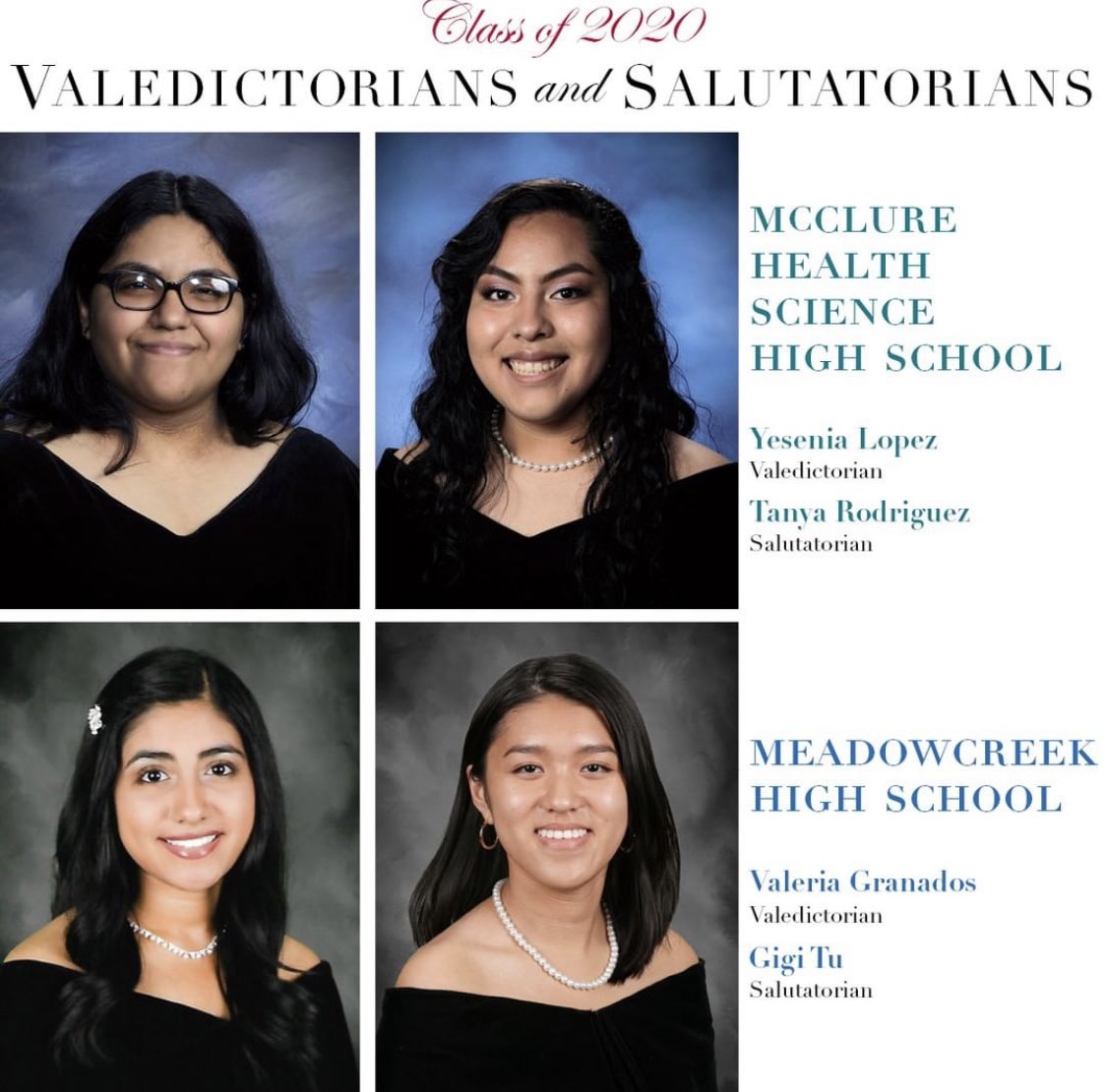 ClureHigh's tweet photo. Gwinnett County Public Schools spotlights our Valedictorian, Yesenia Lopez & Salutatorian, Tanya Rodriguez this week! #Seniorspotlight #GCPSClassof2020 #AwakentheWonder. @GwinnettSchools @GCPSFoundation @GPCID @GwinnettMag @GwinnettDaily https://t.co/CdELeaWCwK