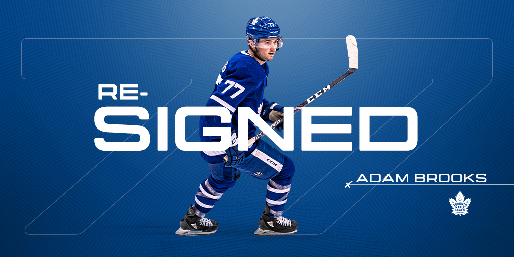 Brooksy's back!

The Maple Leafs have signed forward Adam Brooks to a two-year contract extension. #LeafsForever

Details: tml.hockey/2WtwQhb