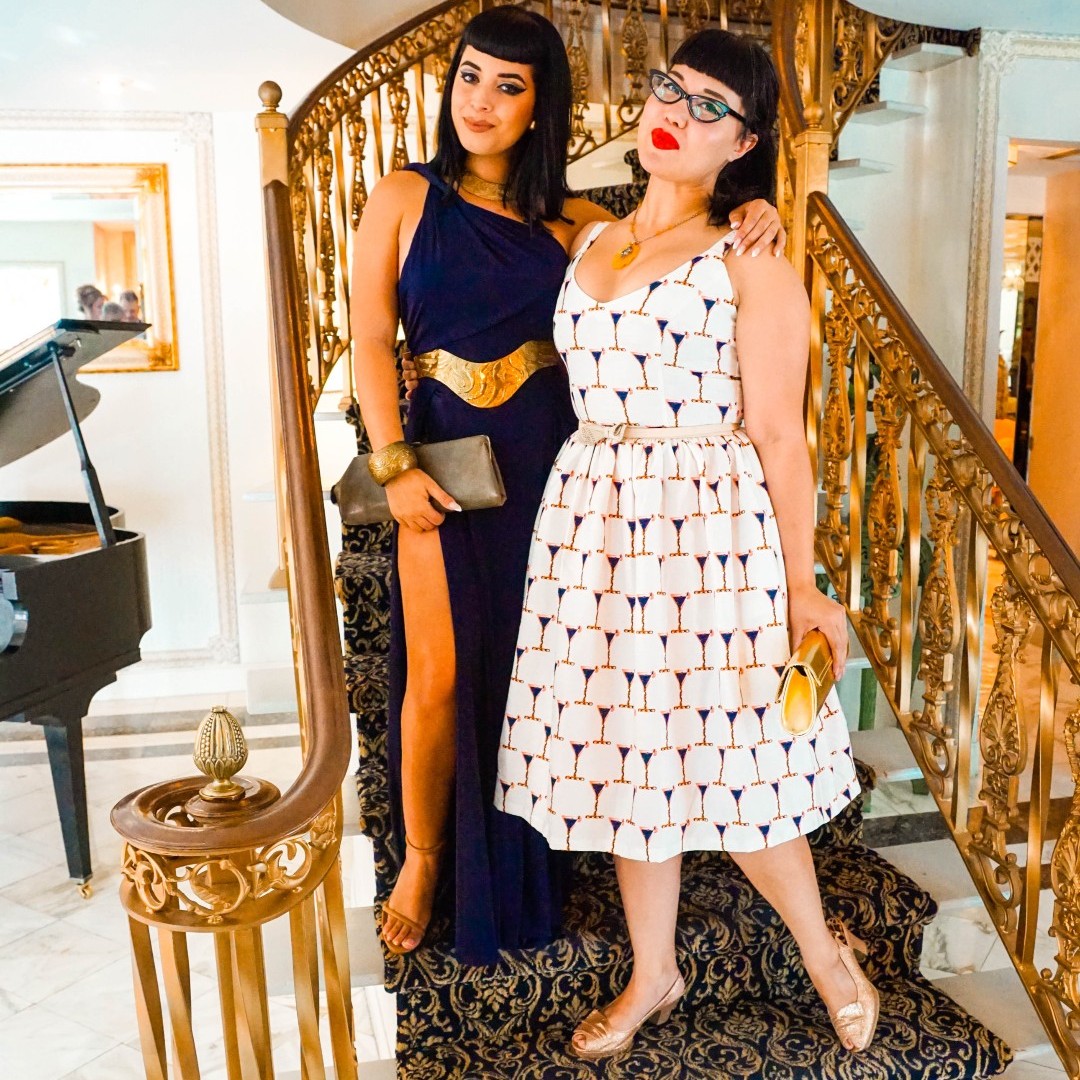 MansionLiberace's tweet photo. These sophisticated ladies were strutting their best poses on our famous staircase inside #TheLiberaceMansion. Have you taken a picture in the mansion before? https://t.co/PMz8lfp8lX