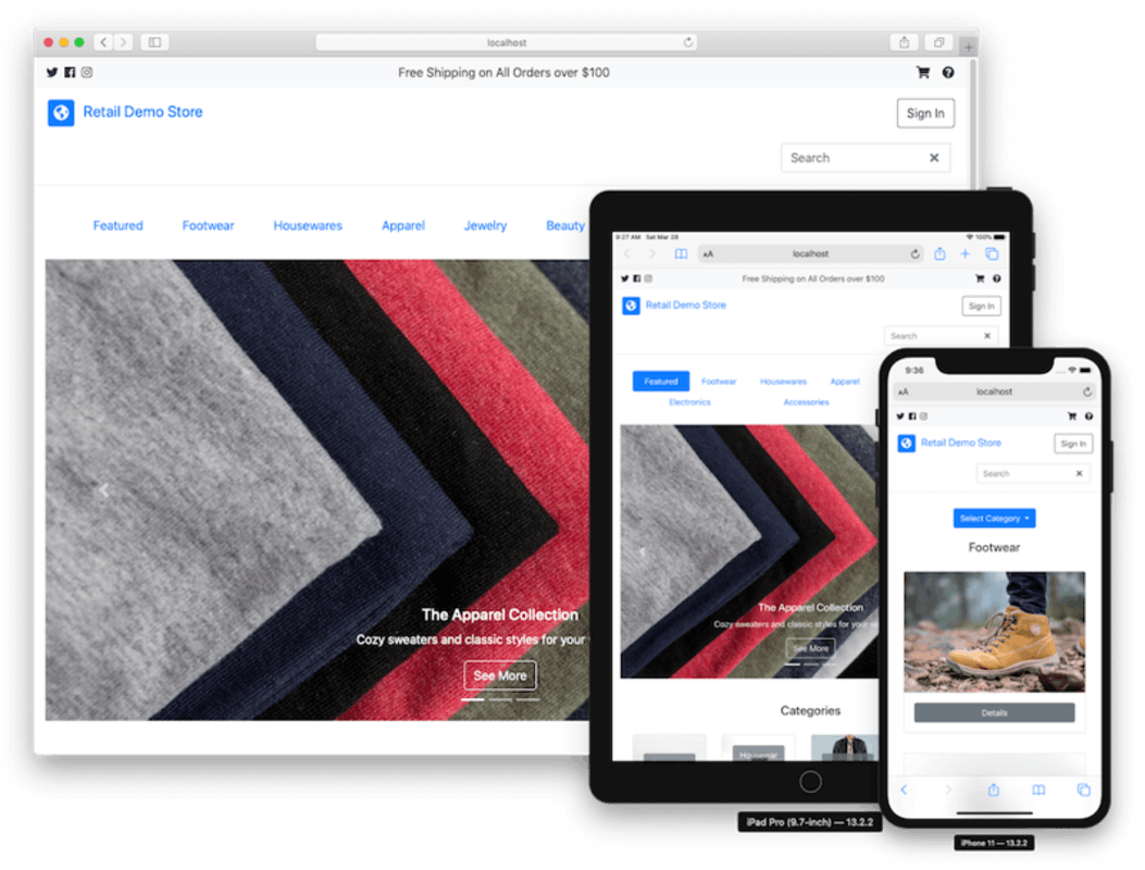 BastLeblanc's tweet photo. Excited to share with you that we launched a new AWS Retail demo:

https://t.co/7K6rMLhpko

Sample retail web application and workshop platform demonstrating how AWS services can be used to build compelling customer experiences https://t.co/KpRRE6ODTL