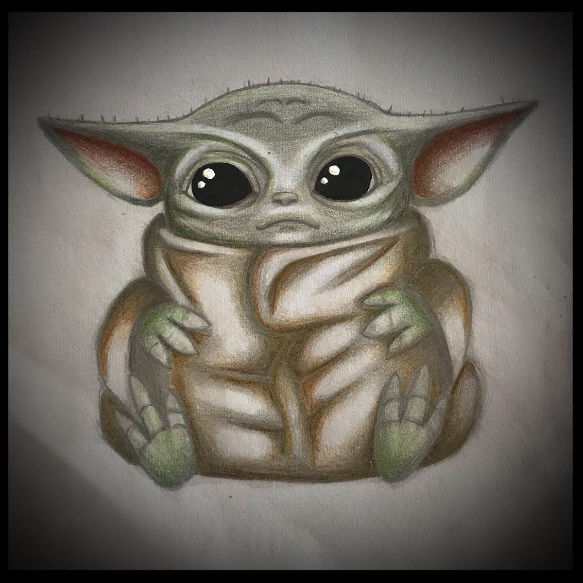 How cute is he though!!! ❤️ #babyyoda #starwars #Mandalorian #cute #drawing #baby #art