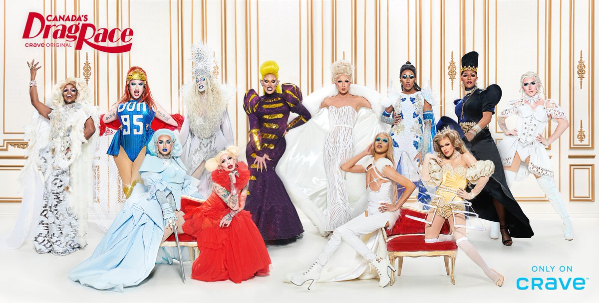 CraveCanada's tweet photo. True, North, Strong and FIERCE. 🇨🇦  
All hail your @canadasdragrace Queens! 

Coming to Crave July 2. #CanadasDragRace https://t.co/NRX9W3IS2M