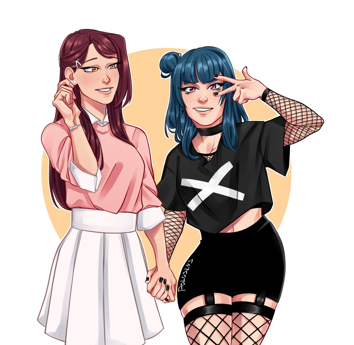 goth yoshiko and her pink gf riko
#よしりこ #yohariko #lovelive