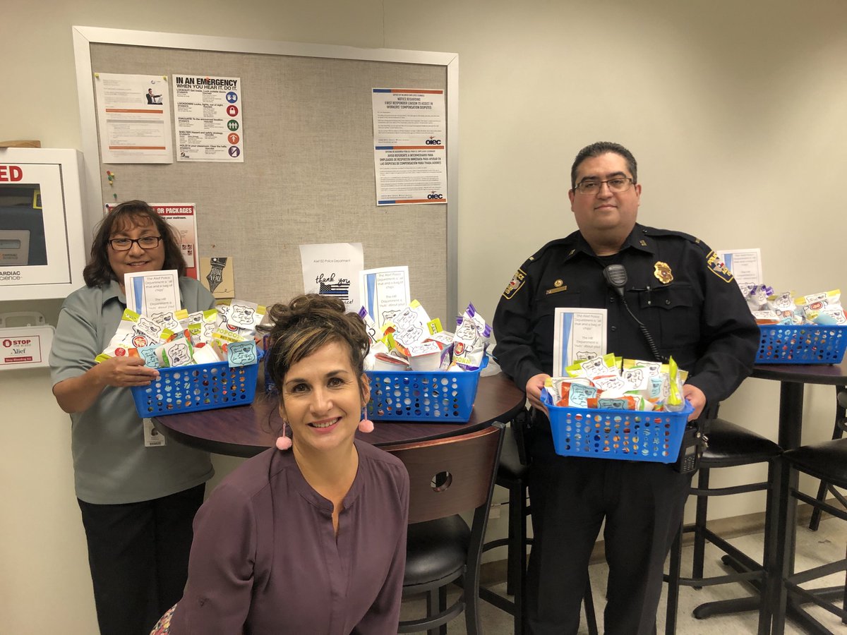 Dr. Veloz-Powell, Assistant Superintendent of HR, delivering goodies/treats to the Police Department for #NationalPoliceWeek.