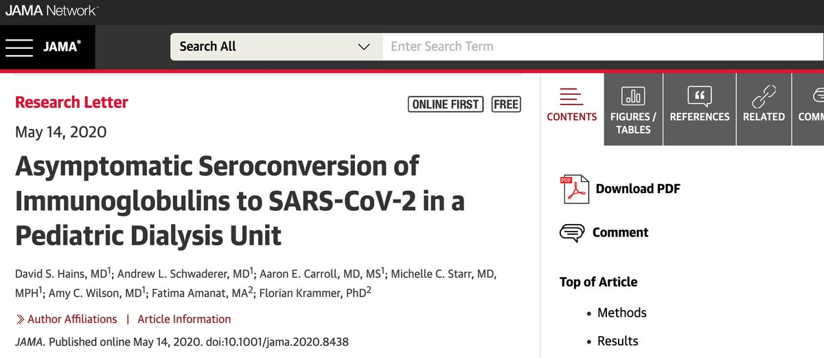 IUPedsKidney's tweet photo. Thrilled to see our article on longitudinal SARS-CoV-2 seroconversion in a pediatric dialysis population published in @JAMA_current. This was a true team effort - thanks to everyone in our division, along with @florian_krammer @FatimaAmanat @aaronecarroll for their hard work! https://t.co/xqFymZBkrf