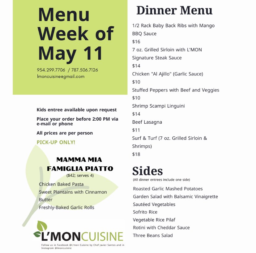 Chefjavier14's tweet photo. Nothing better than a fresh and delicious meal after a long hectic work day. In L’mon Cuisine we are ready to serve you! Check our weekly menu, and call us to place your order. #LMONcuisine #feedingJOY 🌟🍋 https://t.co/Xjwl9crJdb