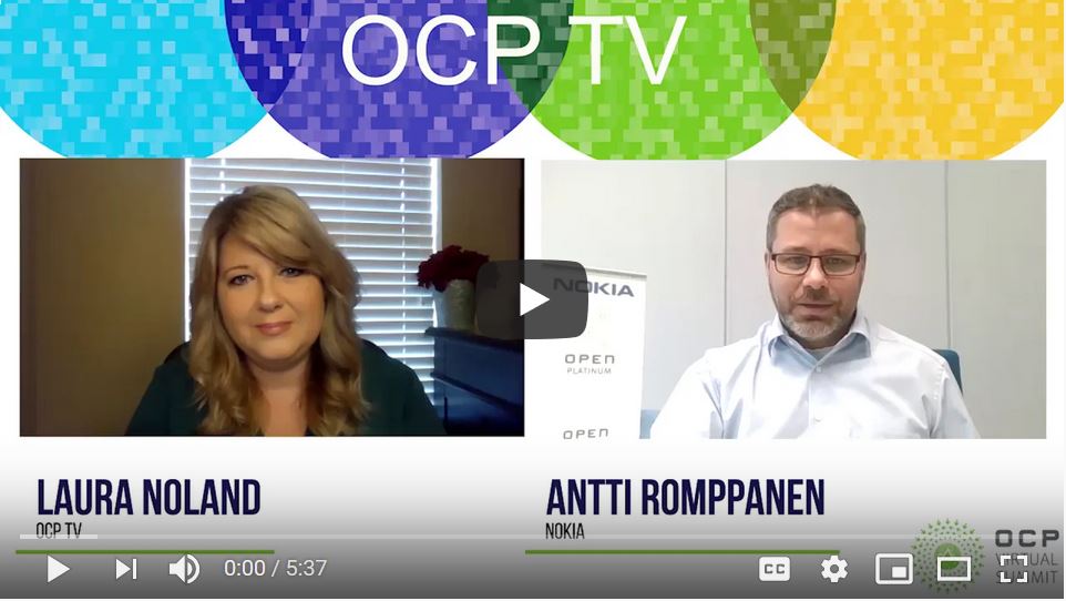 nokiaCloud's tweet photo. OCP TV’s Laura Noland interviews @AnttiRomppanen, our R&amp;D lead 5G Cloud RAN. Don’t miss their chat on Nokia’s presence at the #OCPVirtualSummit (May 12-15) and our latest contributions to the OCP Edge Cloud project. https://t.co/59x9wtpbW3 #Cloud #OpenEdge @OpenComputePrj https://t.co/Ss2gEst2Bi