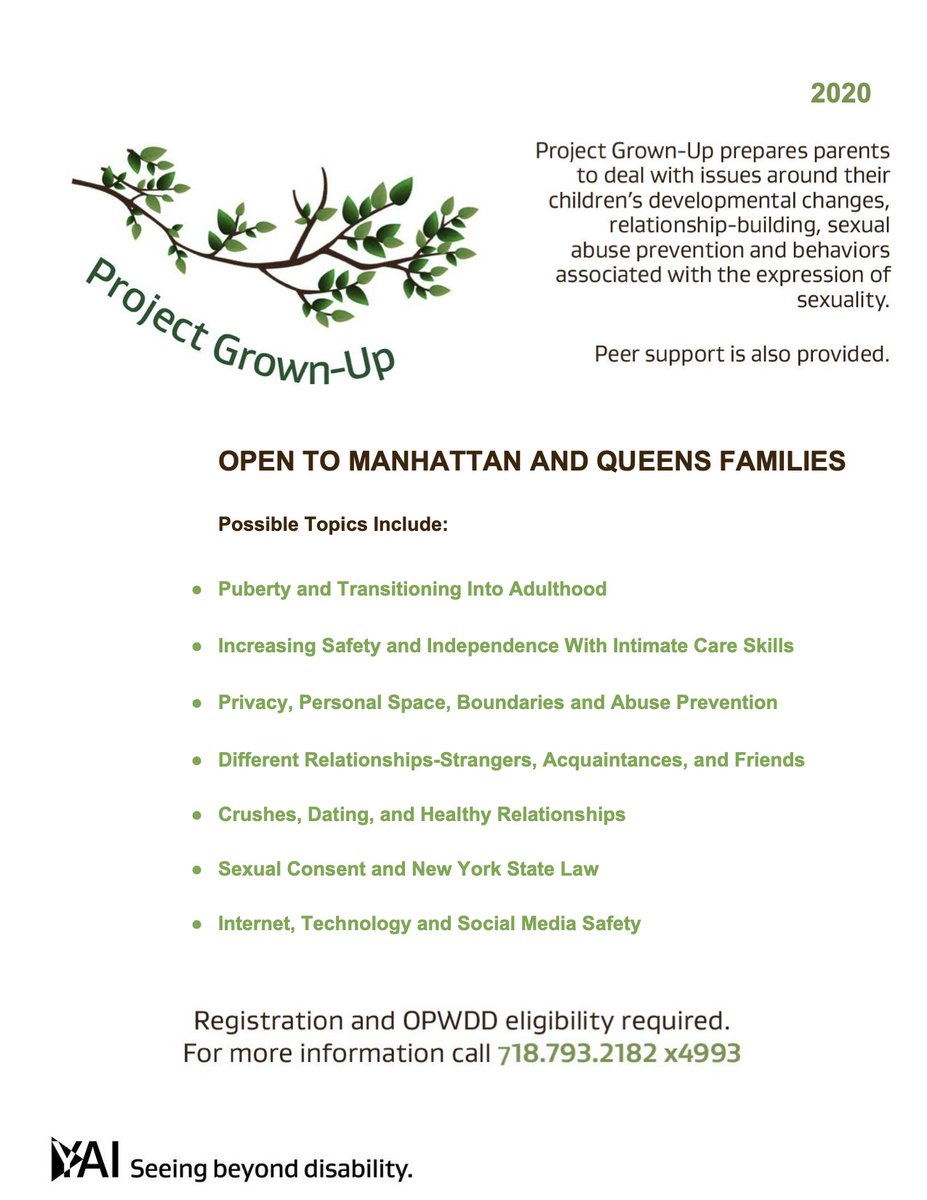YAINetwork's tweet image. Calling all Manhattan-based, OPWDD-eligible families📣YAI is currently offering online groups for kids with I/DD and their parents, discussing things like internet safety and social skills. Email jenna.recco@yai.org for more info. #PeerSupport #DiscussionGroups #Disability