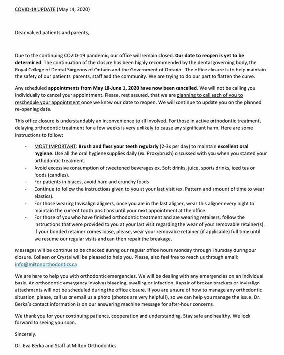 MiltonOrtho's tweet photo. COVID-19 Update for May 14, 2020 https://t.co/tlG1S1NhOS https://t.co/PGDH1sPKgD