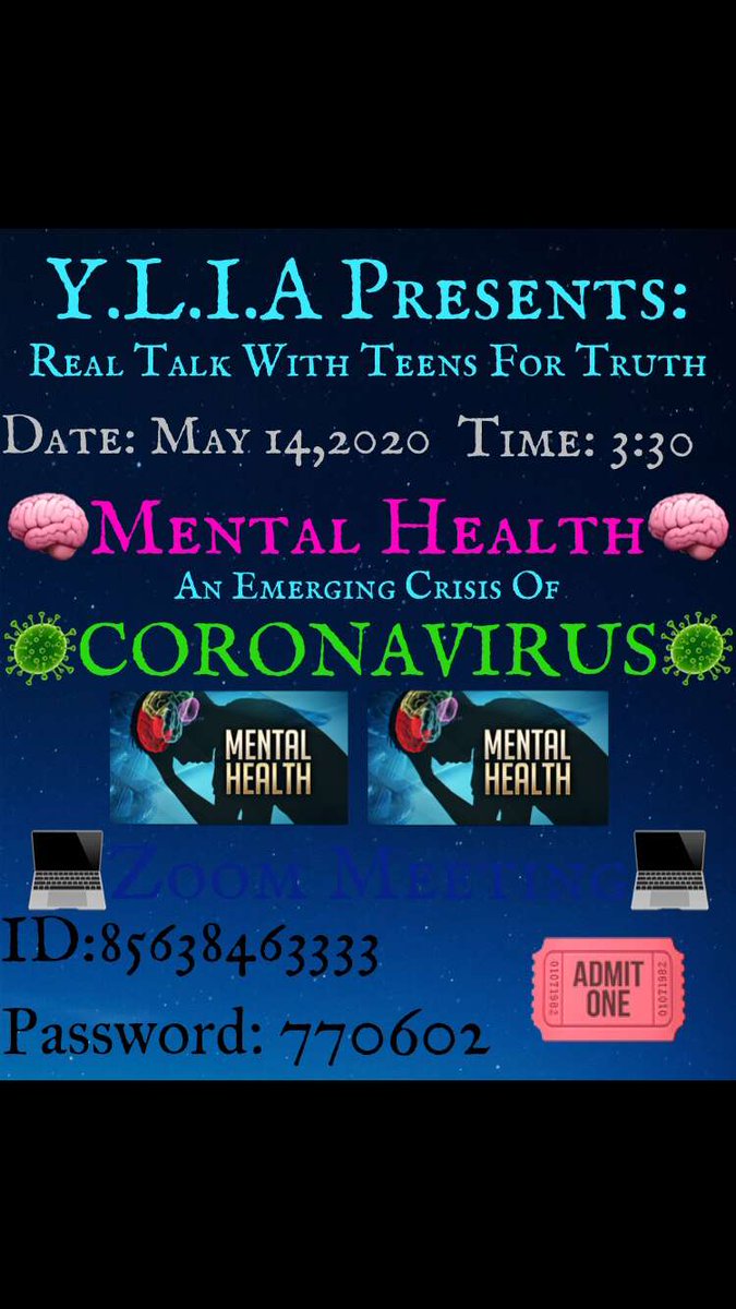 sowaseedcf's tweet photo. Come join in the conversation and hear what other young folks are saying about Corona in mental health topics of discussion will be depression anxiety and isolation https://t.co/1h6j5dn91X