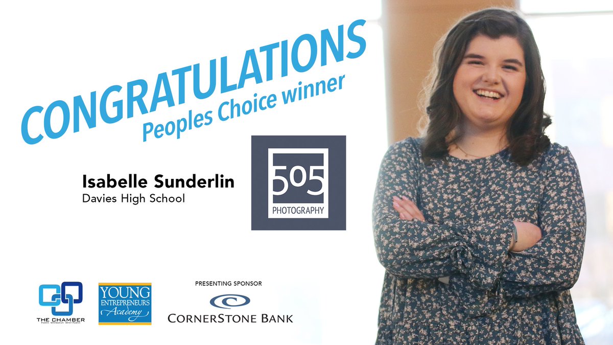 Another congrats to Isabelle Sunderlin, who won the People's Choice Award at the YEA! Investor Panel after voting from viewers! Her business, 505 Photography, offers affordable photoshoots for teens. #FMWFYEA