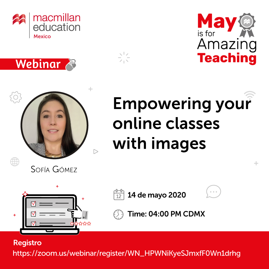 MacmillanMexico's tweet photo. Our last webinar of the week will be today at 4 pm and will discuss the use of images as part of online teaching.
#SpecialWebinar #AmazingTeaching
Sign up here: https://t.co/VzalLPBtkF https://t.co/iDzI5tQQcw