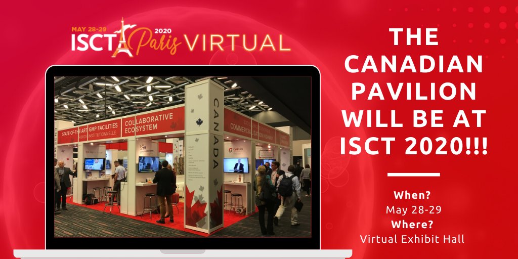 CellCAN_Network's tweet photo. We will be at ISCT Paris 2020 virtual edition! Come take a look at our booths in the virtual Exhibit Hall!

#ISCT2020 #CanadianPavilion #BioCanRx  #StemCellNetwork #OIRM #CCRM_CA #C3I https://t.co/wCQOo5lzTZ