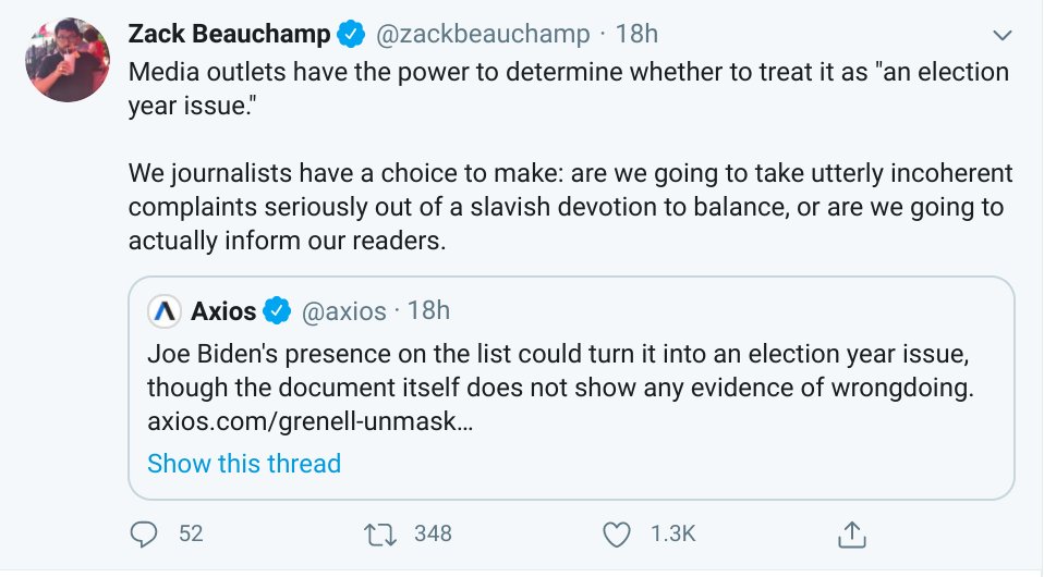 Some others are making similar and related points. See these tweets from  @AdamSerwer,  @nycsouthpaw,  @zackbeauchamp and  @samstein. I tried to turn this argument into a full piece (see the thread above or this link:  https://www.washingtonpost.com/opinions/2020/05/14/2016-nightmare-is-already-repeating-itself/)