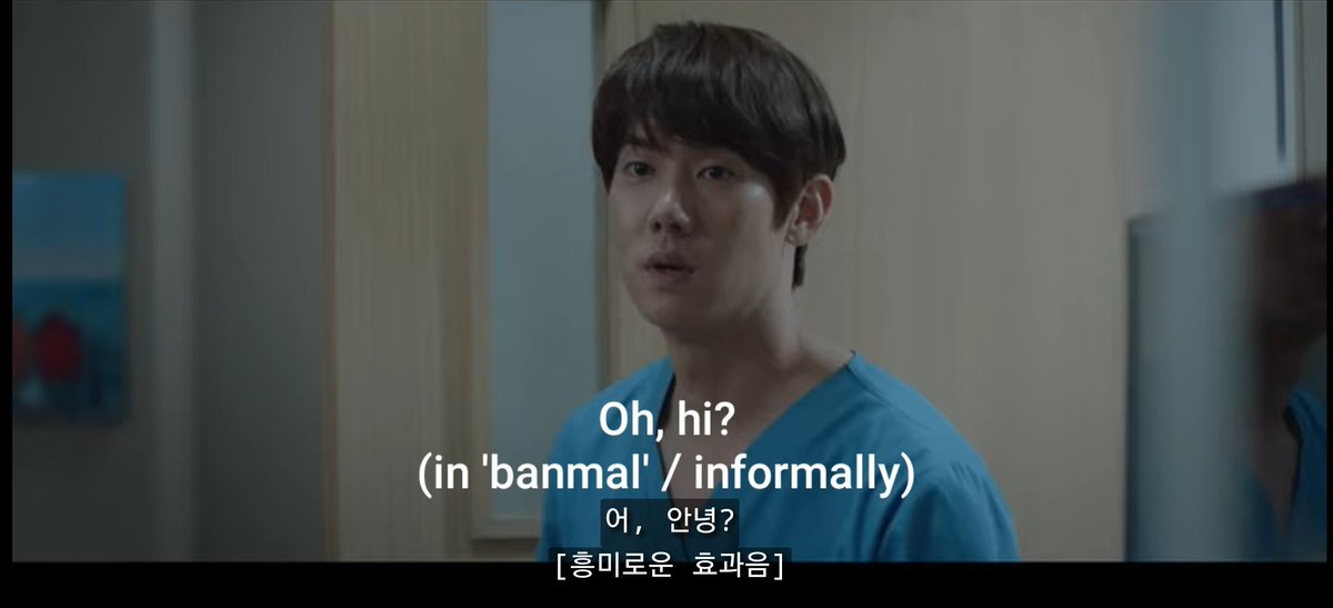 10. Episode 10  #HospitalPlaylistThe thing Jeong Won and Ik Jun were bantering about is not about him saying her name, but how JW used an informal speech (banmal) in saying "hi" to Gyeo Wool