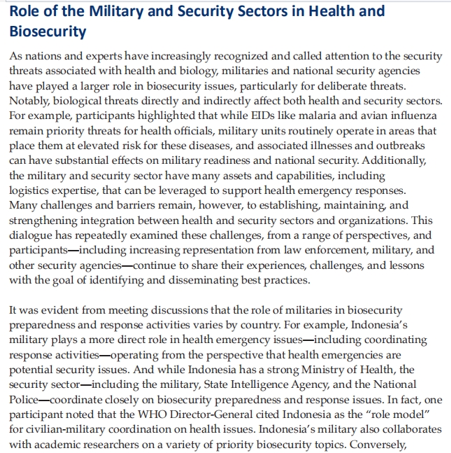 The series of Johns Hopkins Center for Health Security and the Department of Disease Control-led event continued, with May 2019 Biosecurity Dialogue at Phuket. "Indonesia as the “role model” for civilian-military coordination on health issues", anyone?