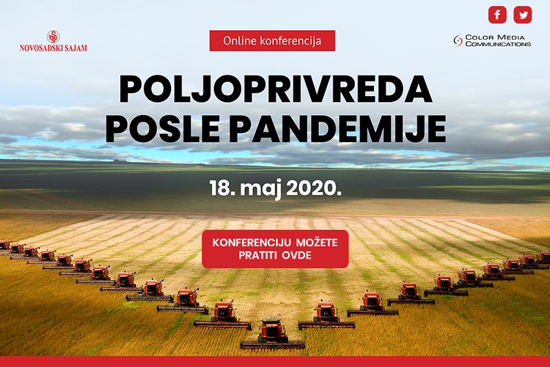 Pripremamo Poljoprivredni sajam i radujemo se septembru. Ne propustite online konferenciju "Poljoprivreda posle pandemije" u ponedeljak, 18. maja od 11 časova. <a href="/ColorMediaCom/">ColorMedia</a>
 Pratite nas: skr.rs/pJ4