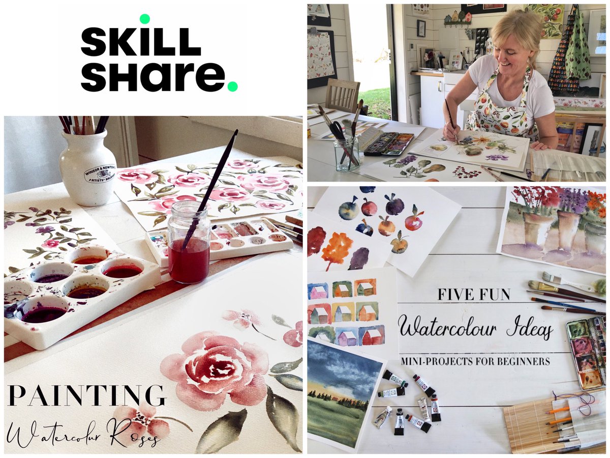 AnnaHedeklint's tweet photo. Are you feeling bored and want to try some creative watercolour painting? Join #Skillshare and become a student in one (or both!) of my online classes: Watercolor Roses Three Techniques  https://t.co/ptI6BRpOL2   And Five Fun Watercolor Ideas https://t.co/HypdPBafVH Enjoy! https://t.co/sT13Ik98AT