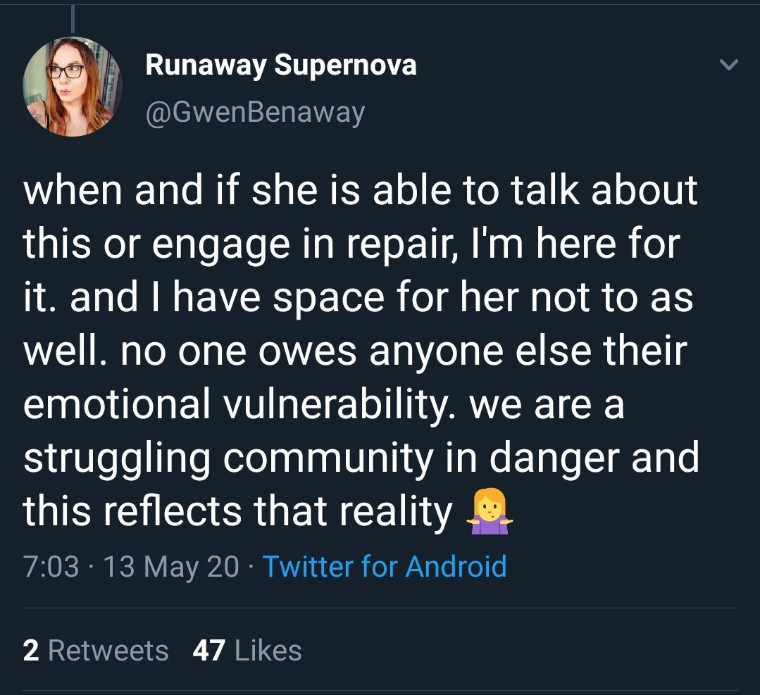 contrasting AJK& #39;s reflection vs Gwen& #39;s - its really telling where folks are coming from. AJK & cis partners/parents like her invest in allyship - in part - for their self-interest & that& #39;s why their allyship is conditional. which means its NOT allyship. Gwen is being generous.