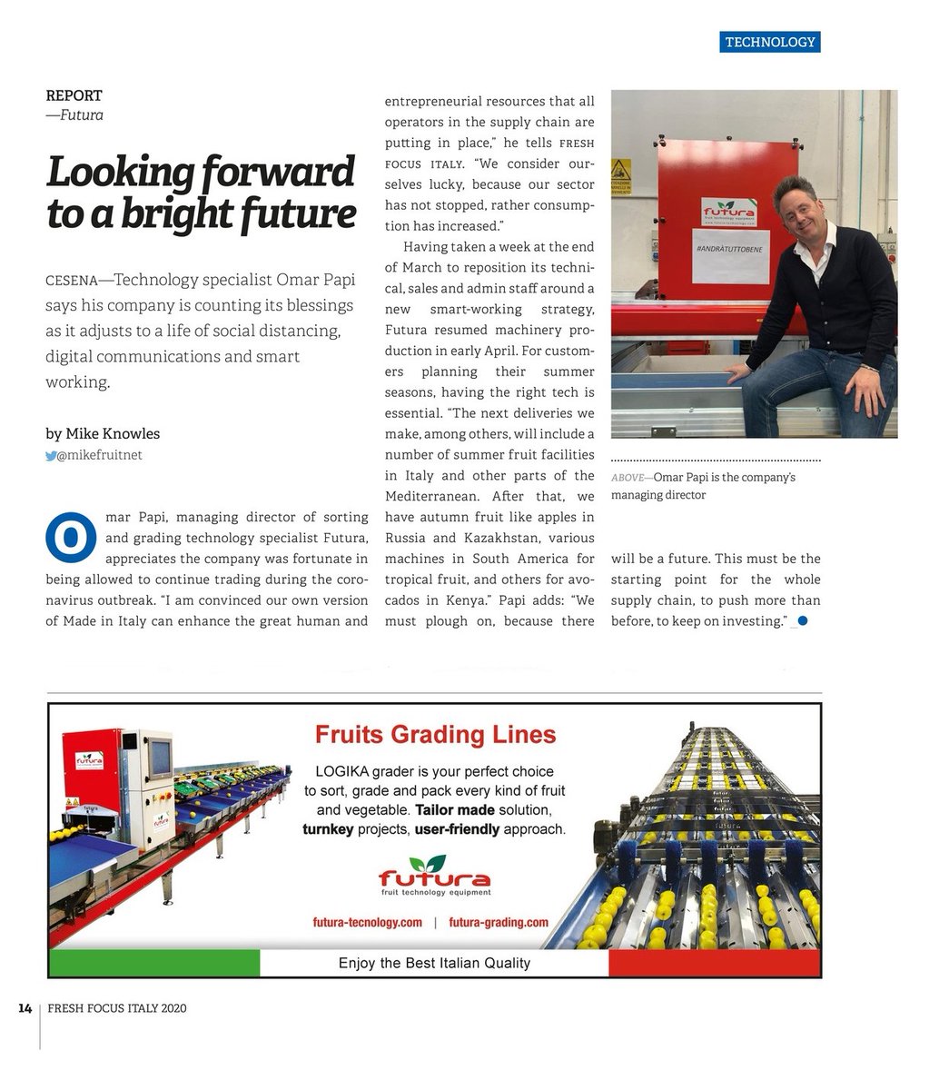futurasrl's tweet photo. A bright Future #FreshFocusItaly 🇮🇹⬇️
Thanks to Eurofruit Magazine! https://t.co/mAh4b5OS62