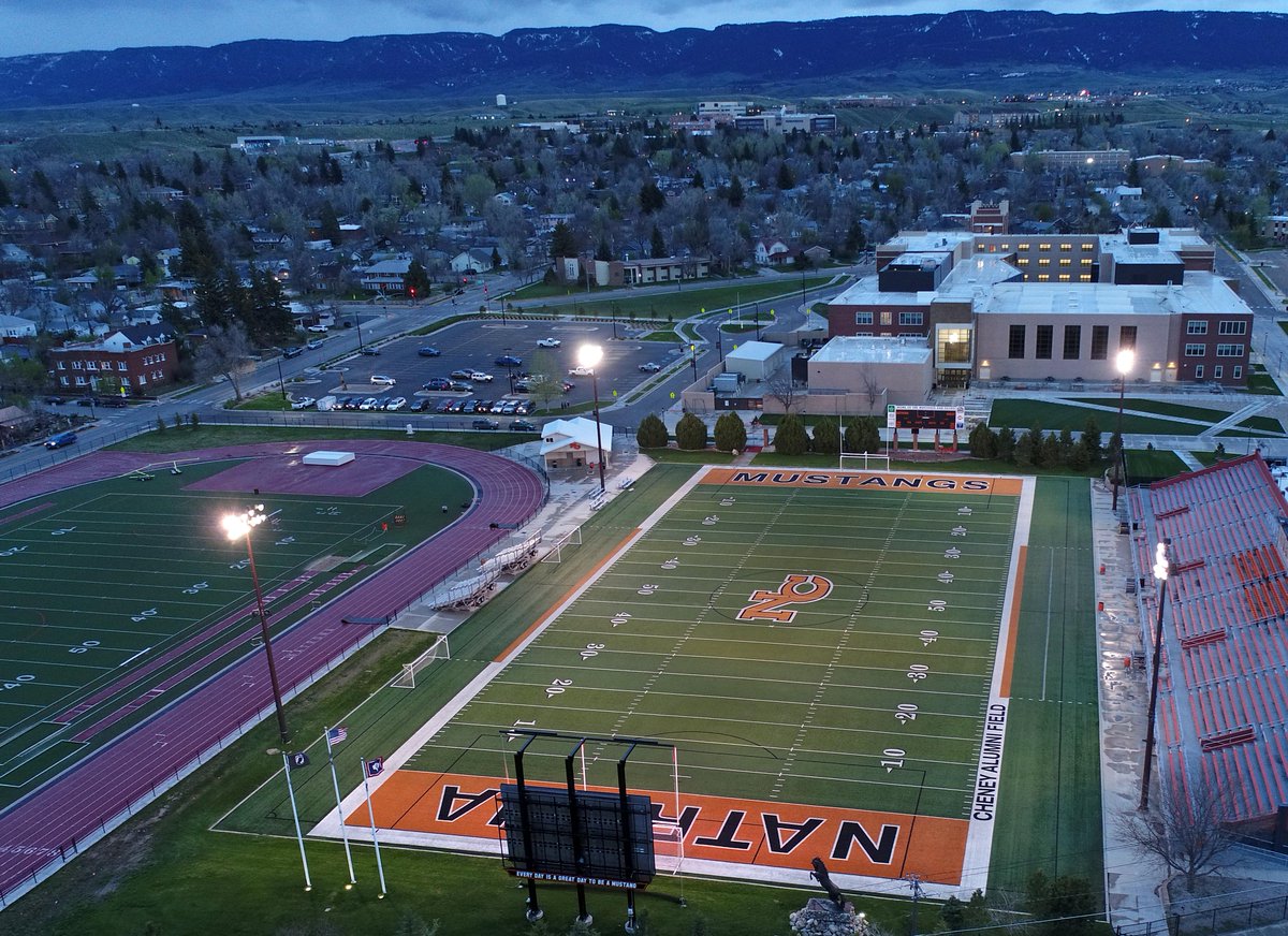 NatronaBooster's tweet photo. Tomorrow, Friday, May 15, NC will be recognizing senior athletes in soccer &amp; tennis. Stadium lights will be on from 8:20-8:40 p.m., &amp; a video dedicated to our seniors playing repeatedly. Thanks to https://t.co/nRcFMPX1be for the amazing aerial photo #BeTheLightWY #WeAreNatrona https://t.co/AeDPWIdewn