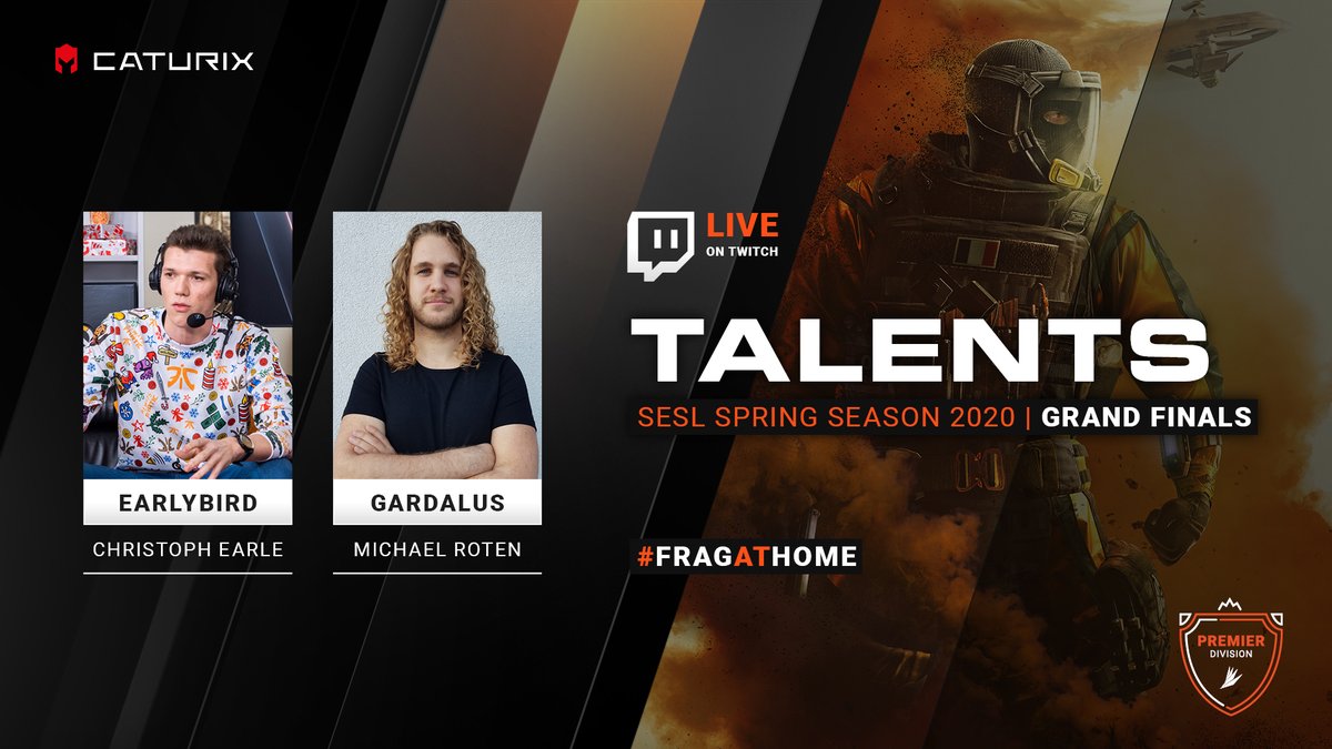 esportsleaguech's tweet photo. 🤩 And last but not least: our caster duo for #RainbowSixSiege 

🎙️ @BirdsnotEarly &amp; @Gardalus_R6

They will lead you through the #R6S games this Sunday at the #SESLSpringSeason🌺 #GrandFinals 

#StayAtHome #CheerAtHome #FragAtHome 🏘️ https://t.co/9x97ktjEJN
