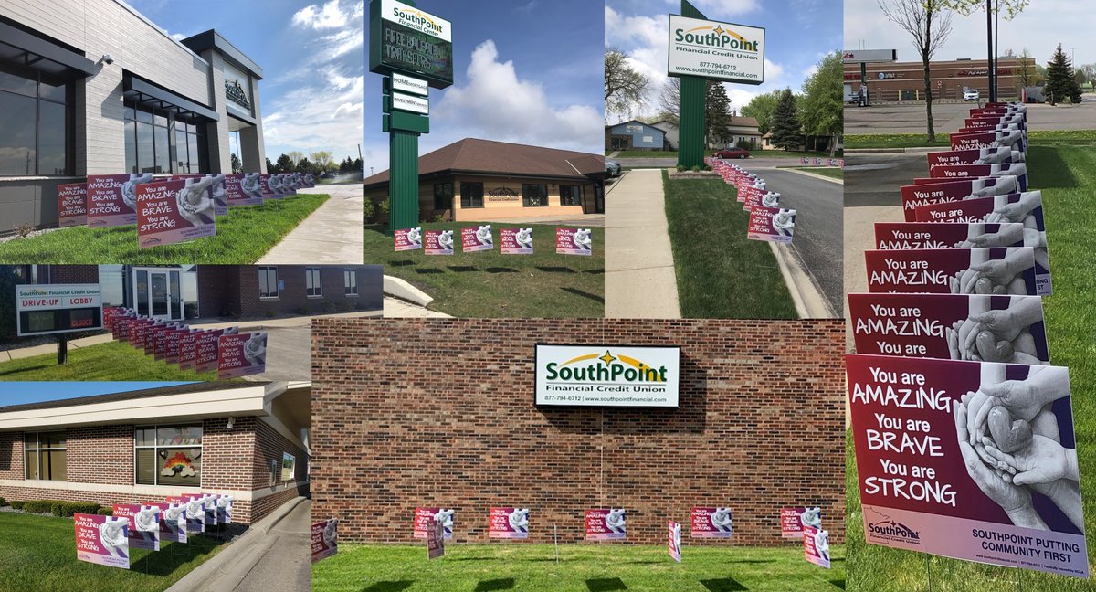 Help us spread hope and kindness around our communities! Stop by any SouthPoint branch to pick up your complimentary Community First yard sign. Remember, #YouAreAmazing, #YouAreBrave,#YouAreStrong! #SouthPointCares #SouthPointFamily  <a href="/mncreditunions/">Minnesota's Credit Unions</a>