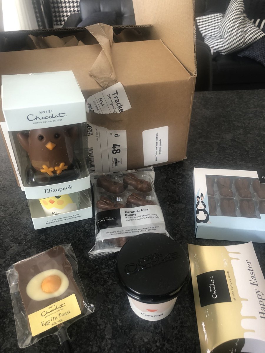 Sutty127's tweet photo. @HotelChocolat really disappointed to receive my long awaited for parcel today. Received 1 box which says order split into multiple parcels, no further boxes received, Royal Mail tracking states delivery is complete. Ref LN86114359  Royal Mail tracking no 0B 0336565005027943722 https://t.co/nAx9jKI9C3