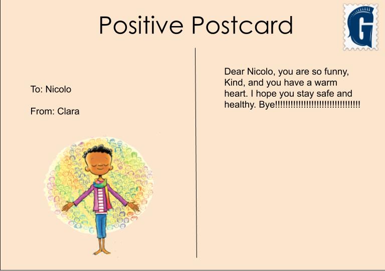 After reading "I Am Human" by <a href="/susanverde/">Susan Verde</a>, students wrote a Positive Postcard to each other. Names were (hopefully) kept a secret until they were delivered to their inboxes.