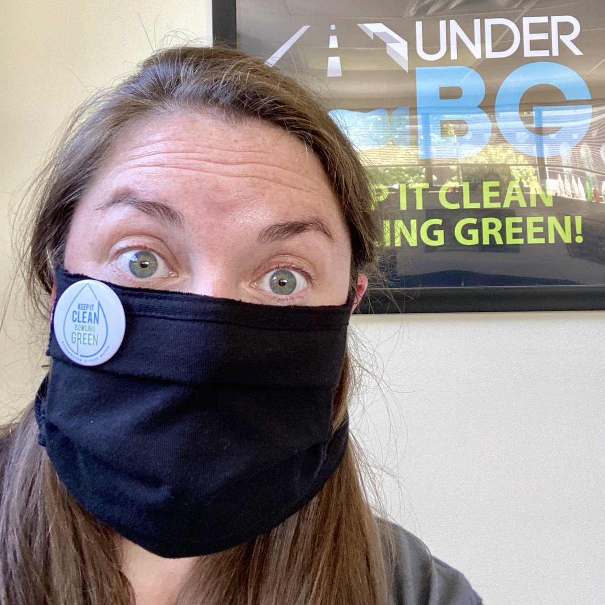 #whyiwearmymask when I do need to be at the office or on-site, I want to protect my “work family”! The shameless plug front and center and the fact it keeps my hair out of my face are just bonuses!  #keepitcleanbg with a whole new meaning.  @CityofBGKY