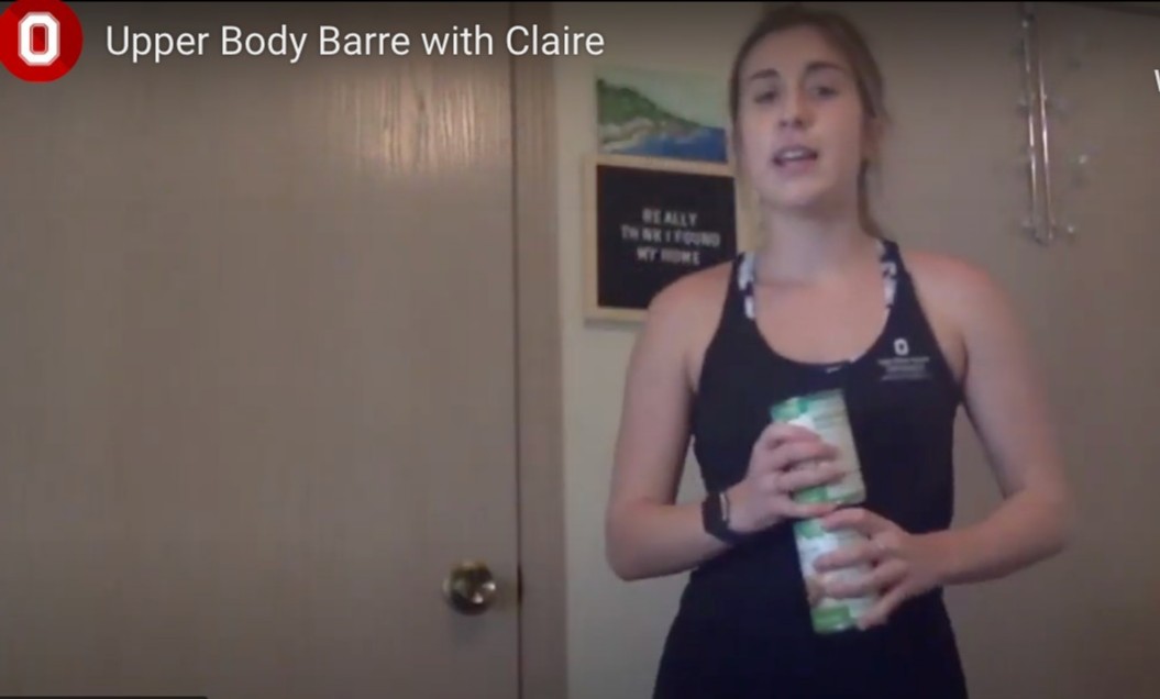OSURec's tweet image. Claire is bringing you a barre inspired upper body workout. The nice thing about this workout - you can use household items like cans of vegetables or water bottles for weight! 🥫 🥫 ow.ly/SKPn50zxGQX