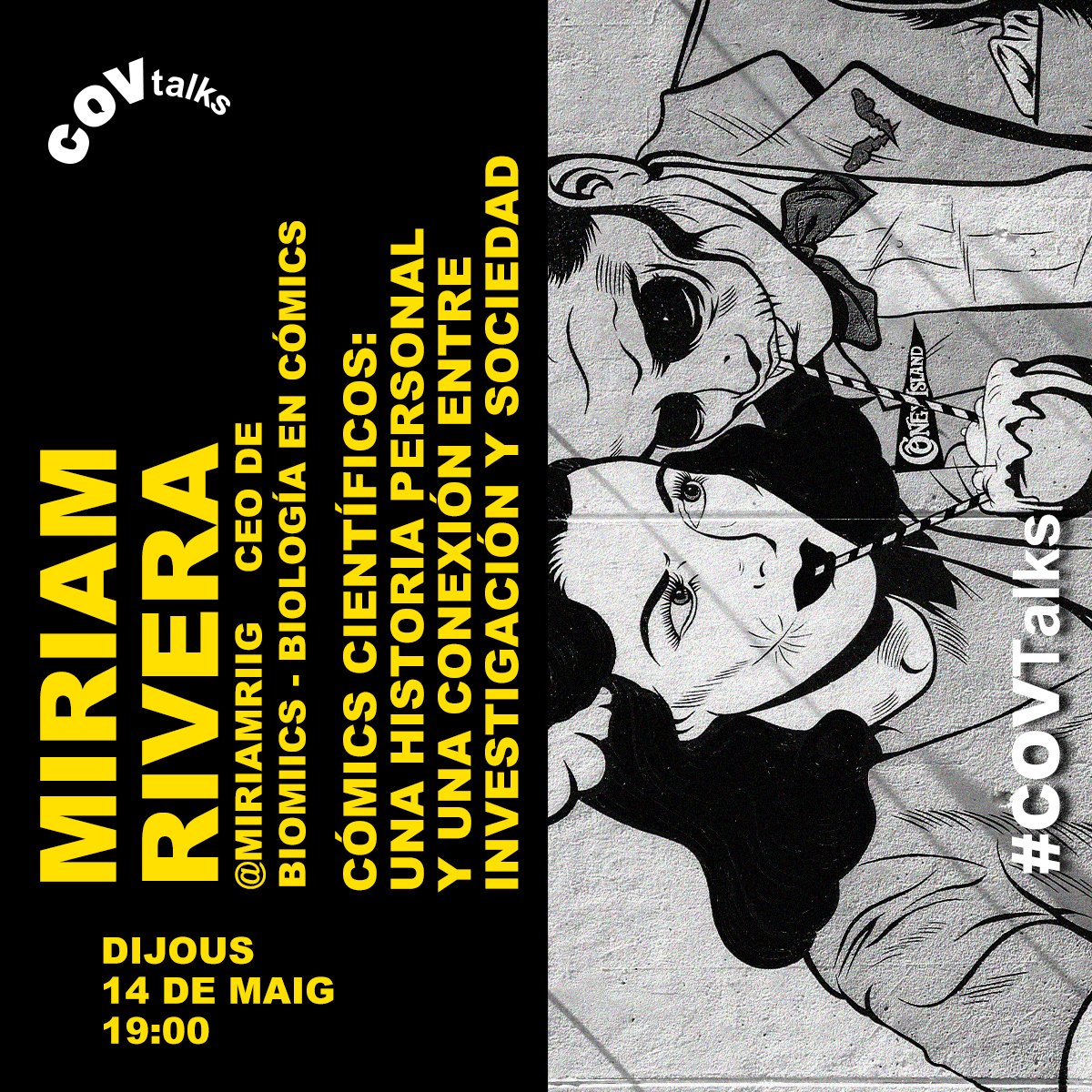 COVtalksIG's tweet photo. ✏️Esta tarde recibimos a @miriamriig, que nos hablará de la comunicación científica a través de los cómics.

¿Cómo llegó a unir estos dos mundos? 🤔

▶️ Síguela a las 19h en directo en https://t.co/KSLbZu0yhm
🧠 Y a partir de mañana en https://t.co/vHCnGvdLv7 https://t.co/bu9wdIS4B4