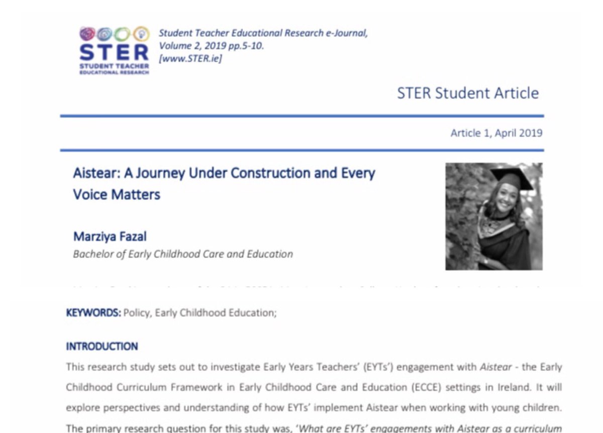 STER_Ire's tweet photo. 📝 If you’re interested in #ECE #Policy, check out this student article by Marziya Fazal @MICLimerick in STER Vol.2, 2019 #EdResearch #STER2020 #ITEStudentJournal
Link here: https://t.co/Vvg0Wqd93w https://t.co/fVT4masxmH