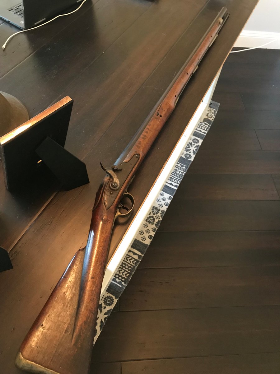This is the musket Benjamin carried in the militia. As you might notice, the flintlock was later converted to a caplock, probably in the 1830's. But this Brown Bess carries some interesting clues as to its own history.