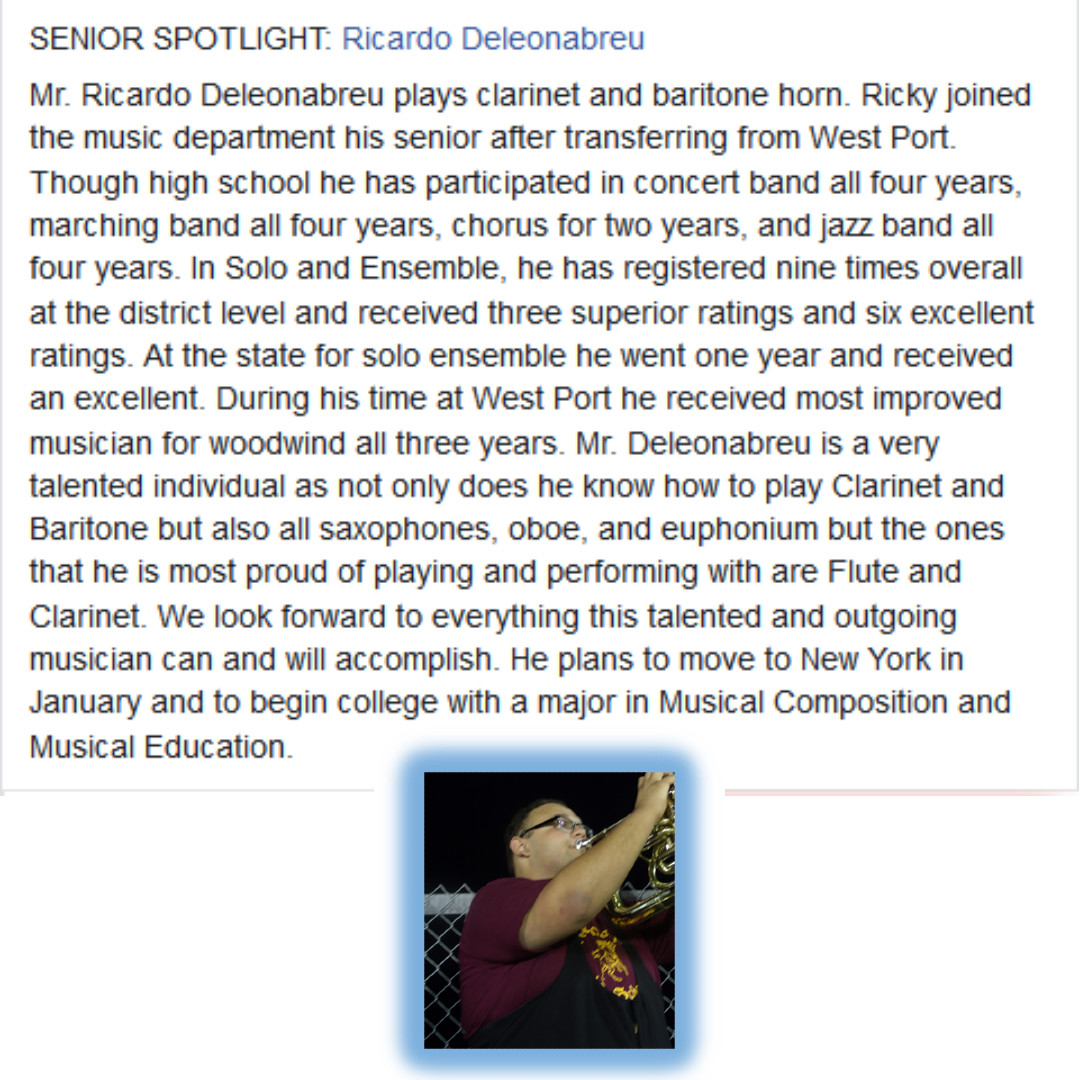 nmhs_music's tweet photo. Senior Spotlight 5/14/2020
Ricardo Deleonabreu
#Classof2020 #Seniors #ColtsinMusic #SeniorSpotlight
@nmarion_high @KinardsConnect1 @OcalaPreps @OcalaStarBanner @wkmcateer4 @Grantham_Greats
For full post follow the link below:
https://t.co/QTofO5bkQ1 https://t.co/94O5Slqbdv