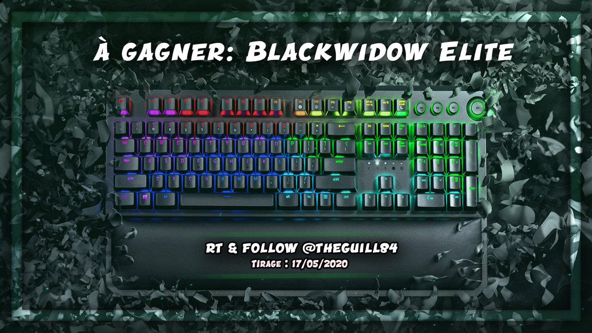 Comme vous l'avez vu, la vidéo est sponsorisée par @Razer : je vous fait donc gagner des produits un peu de partout, on commence ici avec le clavier Blackwidow Elite ! Pour participer : 🔁 RT + Follow @TheGuill84 ⌛ Tirage au sort DIMANCHE 17/05 à 21h !